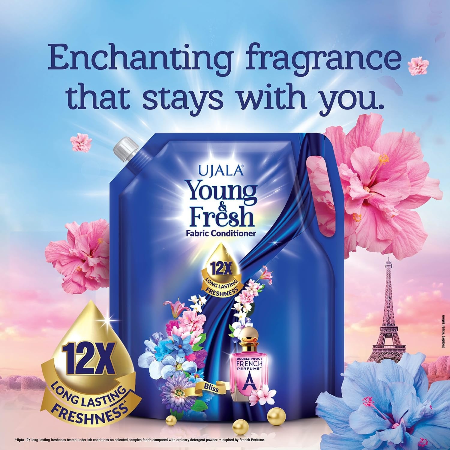 Fabric Conditioner - UJALA Young & Fresh Fabric Conditioner - 2L Pouch [ Bliss ] | After Wash Fabric Conditioner with Long-Lasting Fragrance | Powered with French Perfume |