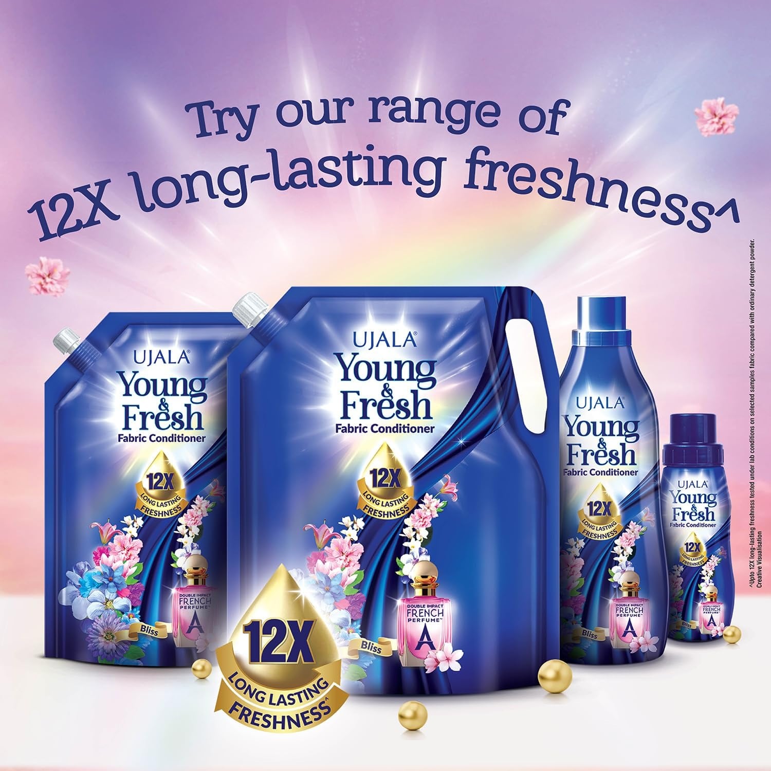 Fabric Conditioner - UJALA Young & Fresh Fabric Conditioner - 2L Pouch [ Bliss ] | After Wash Fabric Conditioner with Long-Lasting Fragrance | Powered with French Perfume |
