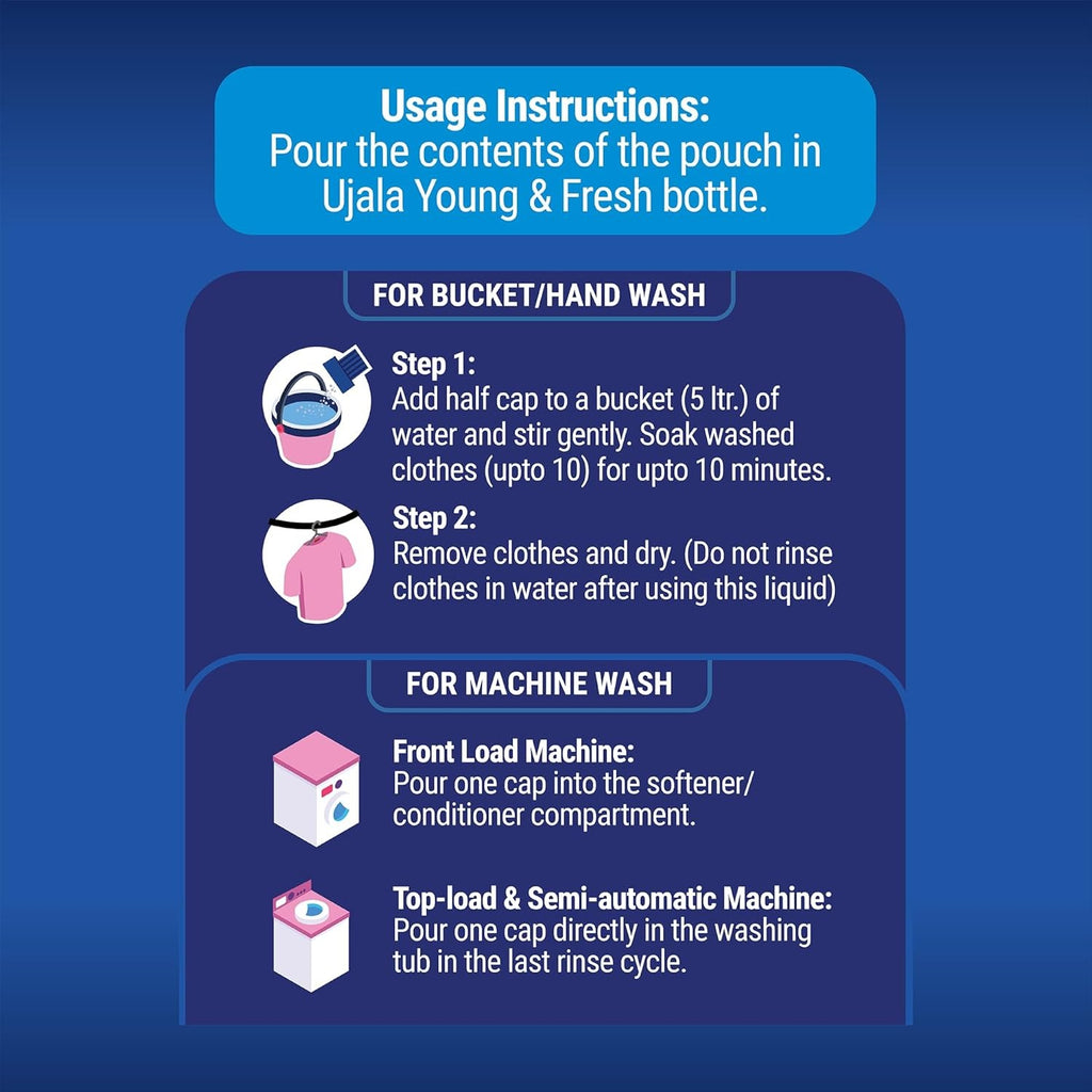 Fabric Conditioner - UJALA Young & Fresh Fabric Conditioner - 2L Pouch [ Bliss ] | After Wash Fabric Conditioner with Long-Lasting Fragrance | Powered with French Perfume |