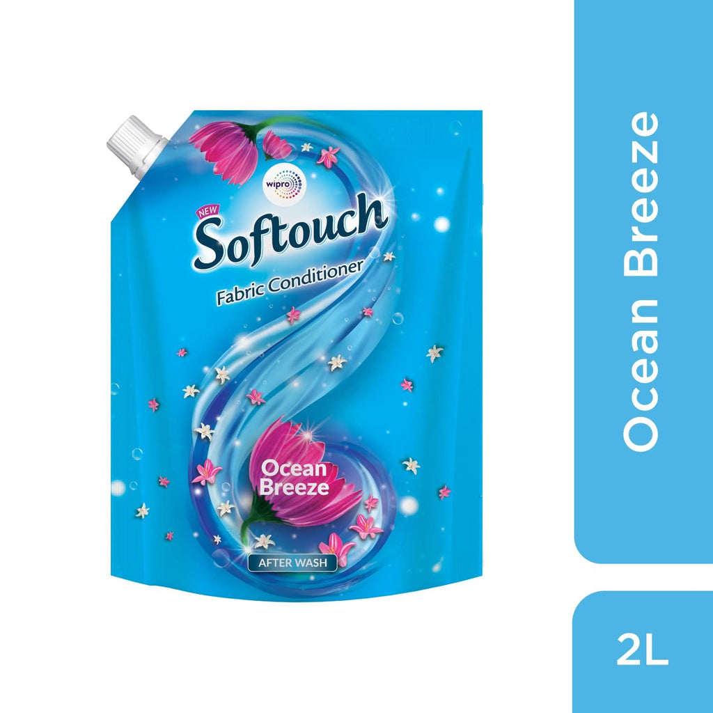 Fabric Conditioner - Soft touch Ocean Breeze Fabric Conditioner by Wipro, 2L,fabric conditioner, liquid softener, ocean breeze scent, long-lasting fragrance, Wipro Softouch,