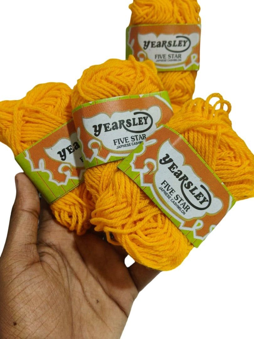 Orange Woolen Yarn Thread  | Yearsley Five Star Japanese Cashmilon |6 PCS | MRP 90|,Soft wool yarn, Durable yarn, High-quality yarn, Multi-purpose yarn, Woolen thread,