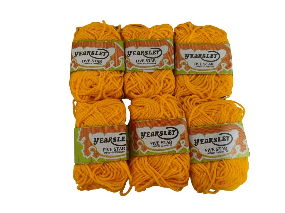 Orange Woolen Yarn Thread  | Yearsley Five Star Japanese Cashmilon |6 PCS | MRP 90|,Soft wool yarn, Durable yarn, High-quality yarn, Multi-purpose yarn, Woolen thread,