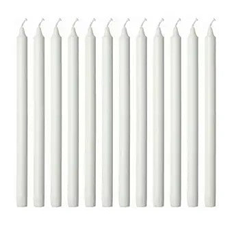 Candle -  Candle 12 Pcs Plain White| with Stand for Festival | Decoration | Celebration, (Height- 8 Inches, Burn Time- 7 Hrs Each) | MRP ; 299/-|