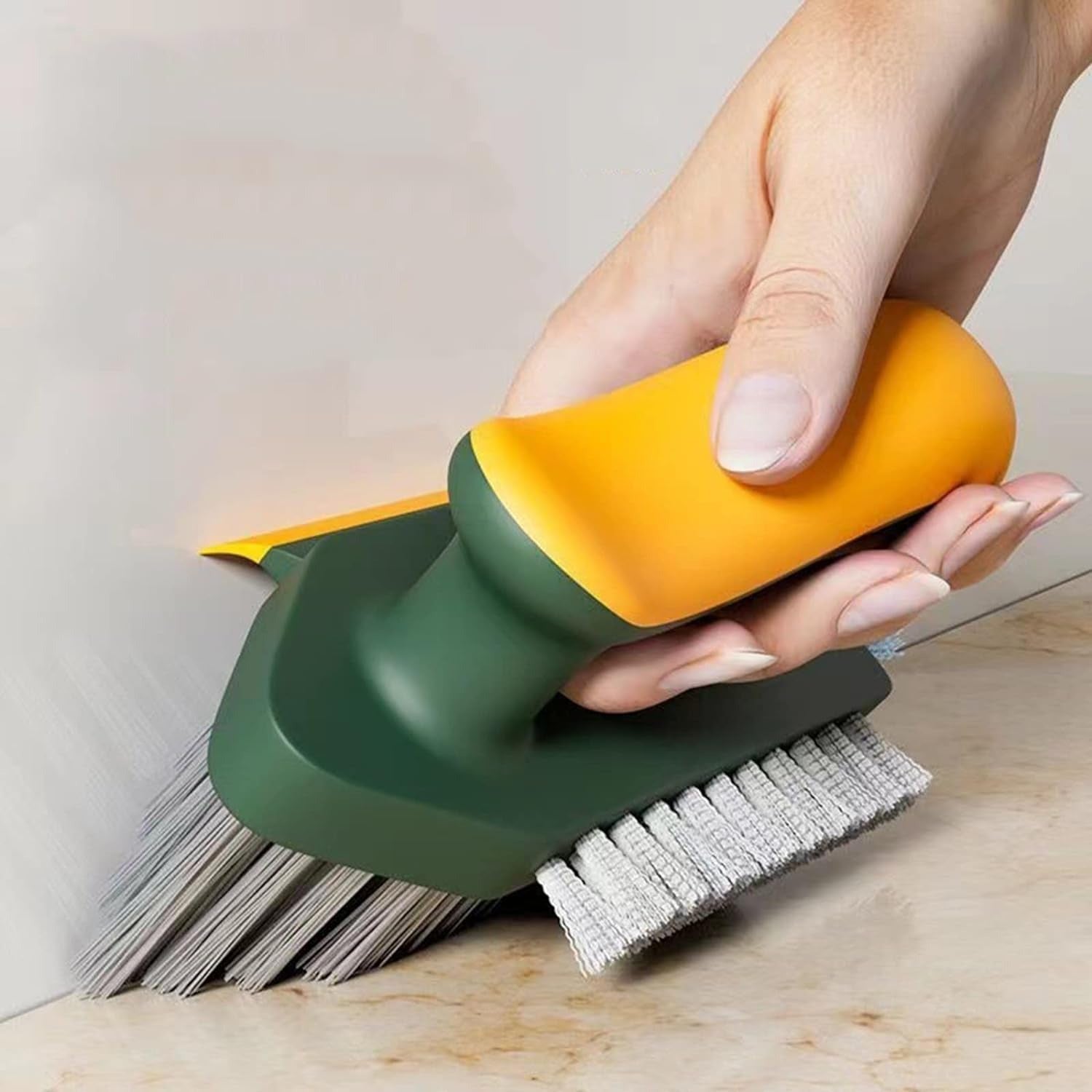 Bathroom Cleaning Brushes - Scrub Brushes with Squeegee, Bathroom Cleaning Brushes, V-Shape Stiff Bristles Hand Scrubbing Brush for Cleaning, Small Scrub Cleaning Brush|MRP:499/-|
