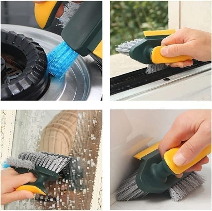 Bathroom Cleaning Brushes - Scrub Brushes with Squeegee, Bathroom Cleaning Brushes, V-Shape Stiff Bristles Hand Scrubbing Brush for Cleaning, Small Scrub Cleaning Brush|MRP:499/-|
