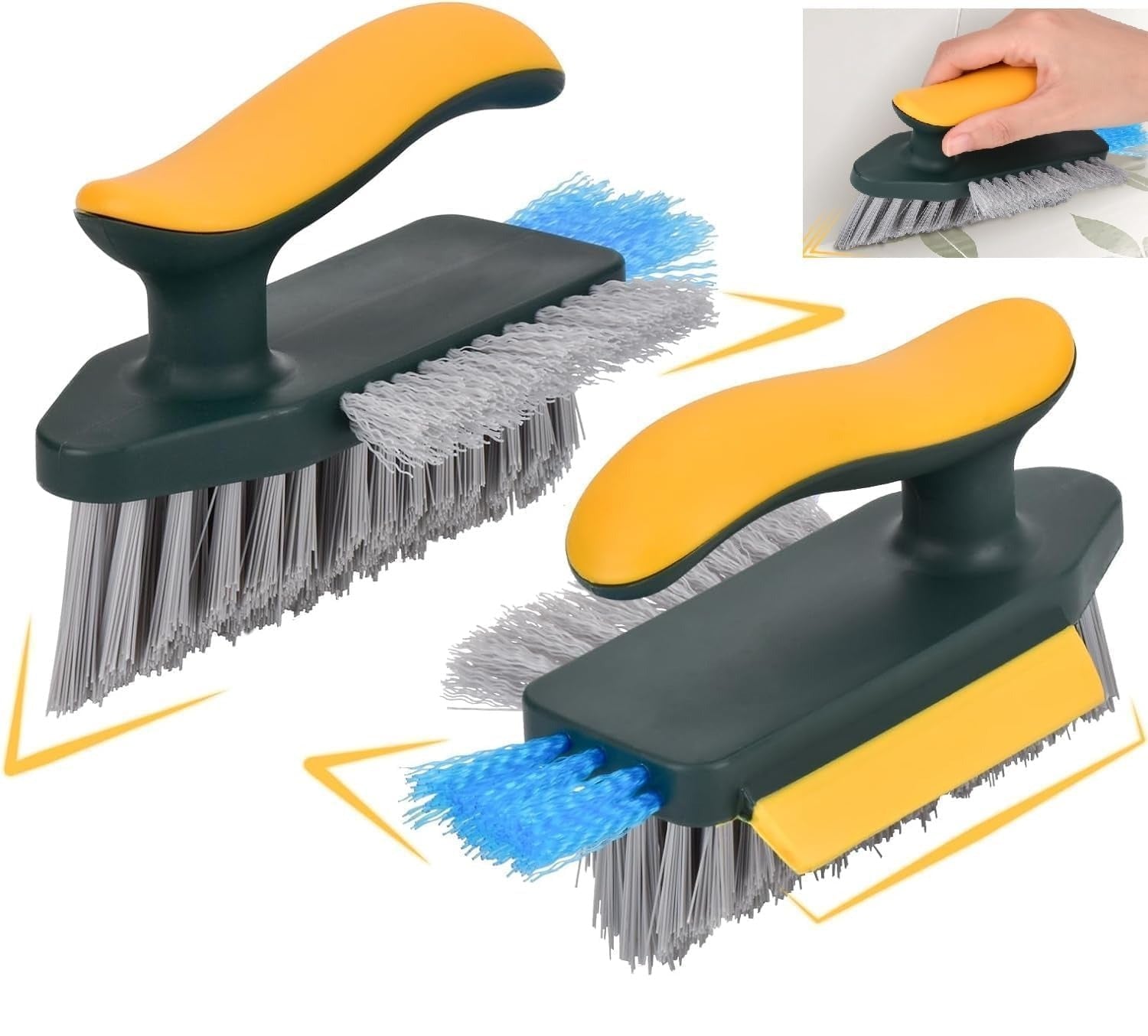 Bathroom Cleaning Brushes - Scrub Brushes with Squeegee, Bathroom Cleaning Brushes, V-Shape Stiff Bristles Hand Scrubbing Brush for Cleaning, Small Scrub Cleaning Brush|MRP:499/-|