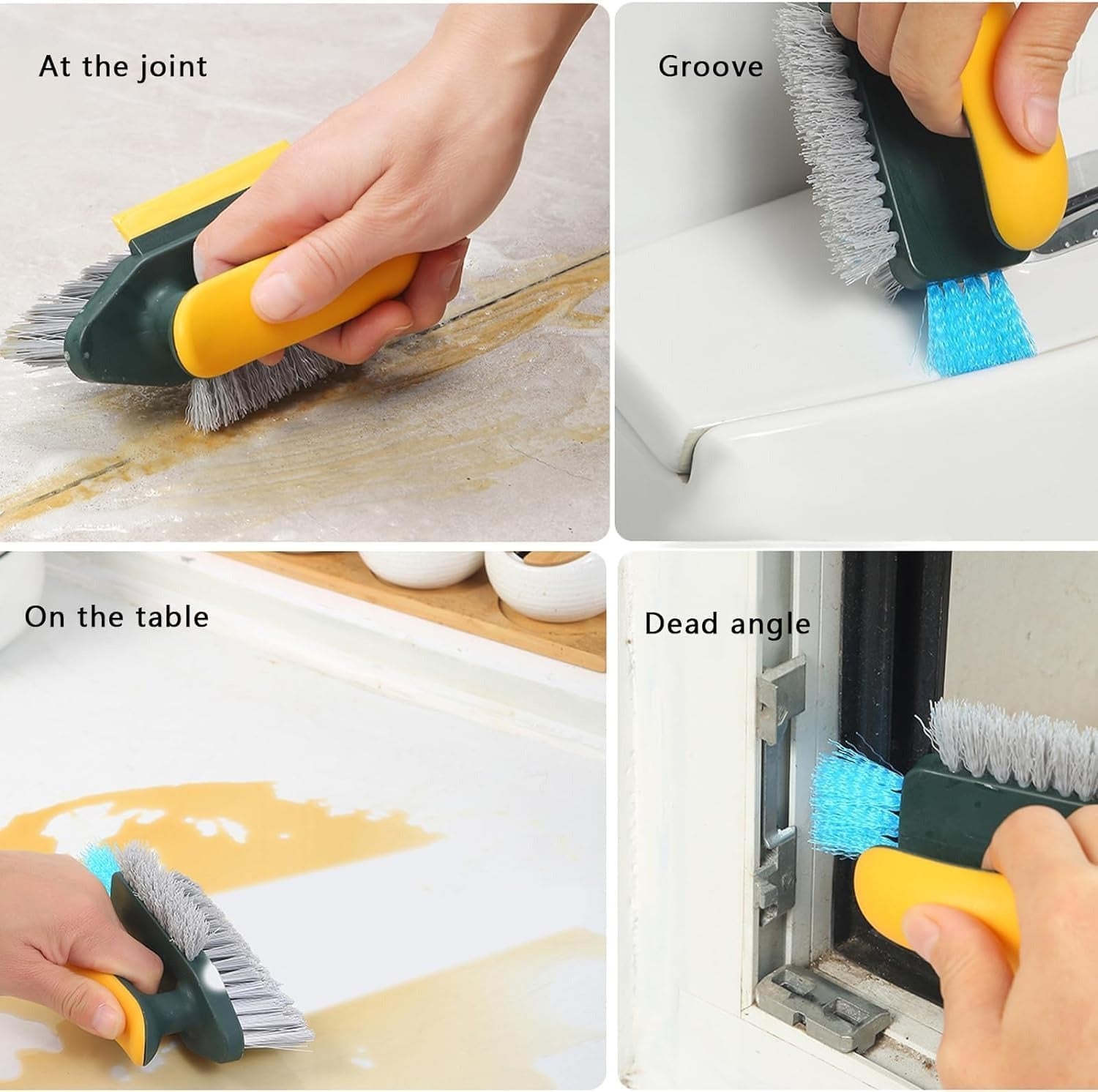 Bathroom Cleaning Brushes - Scrub Brushes with Squeegee, Bathroom Cleaning Brushes, V-Shape Stiff Bristles Hand Scrubbing Brush for Cleaning, Small Scrub Cleaning Brush|MRP:499/-|
