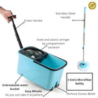 Spin Mop -  Square Spin Mop with Steel Wringer & Easy Wheels with Extra 1 Microfiber Refill, Floor Cleaning Mop Stick with Bucket, Pocha  |MRP: 2199/-| Easy Mobility Wheels, Splash Guard Bucket, Adjustable Mop Handle, Durable Plastic Bucket