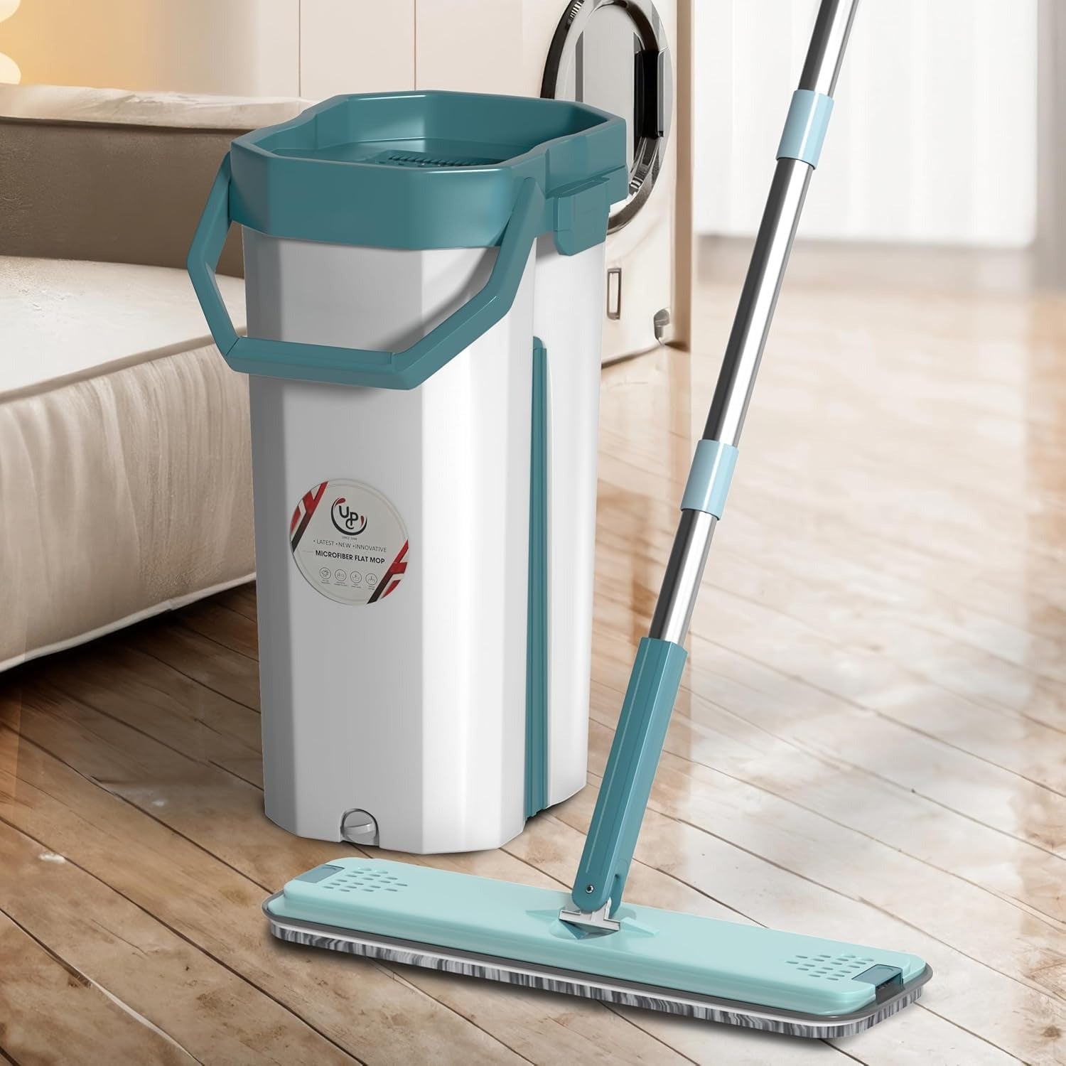 Floor Mop Flat - Flat Mop for Home Cleaning Floor |MRP : 1999/-| Flat Mop with Refillable Pad | Dry & Wet Flat Mop | Flat Mop for Tiles, Marble & Wood Floors | Lightweight Flat Cleaning Mop