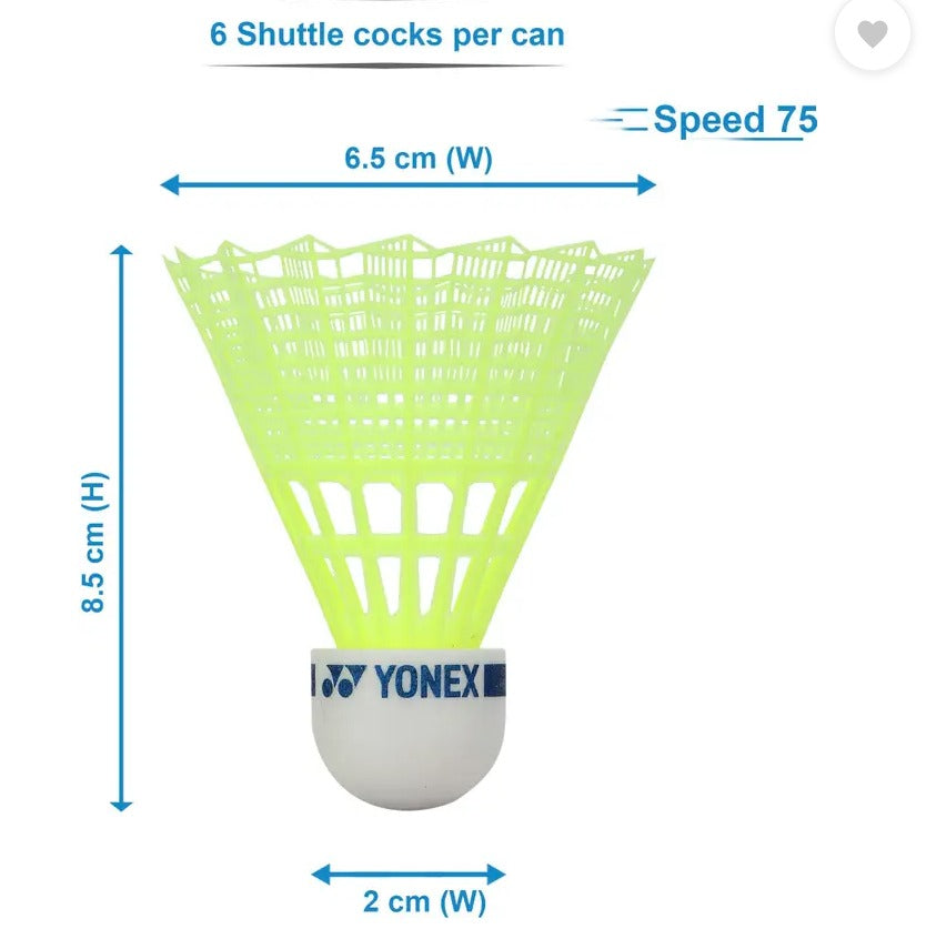 Shuttlecock | YONEX Mavis 10 Nylon Badminton Shuttlecock – Yellow | Slow Speed (75) | Pack of 6 | Durable Plastic Shuttle|MRP:915/- |