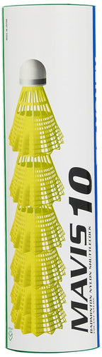 Shuttlecock | YONEX Mavis 10 Nylon Badminton Shuttlecock – Yellow | Slow Speed (75) | Pack of 6 | Durable Plastic Shuttle|MRP:915/- |