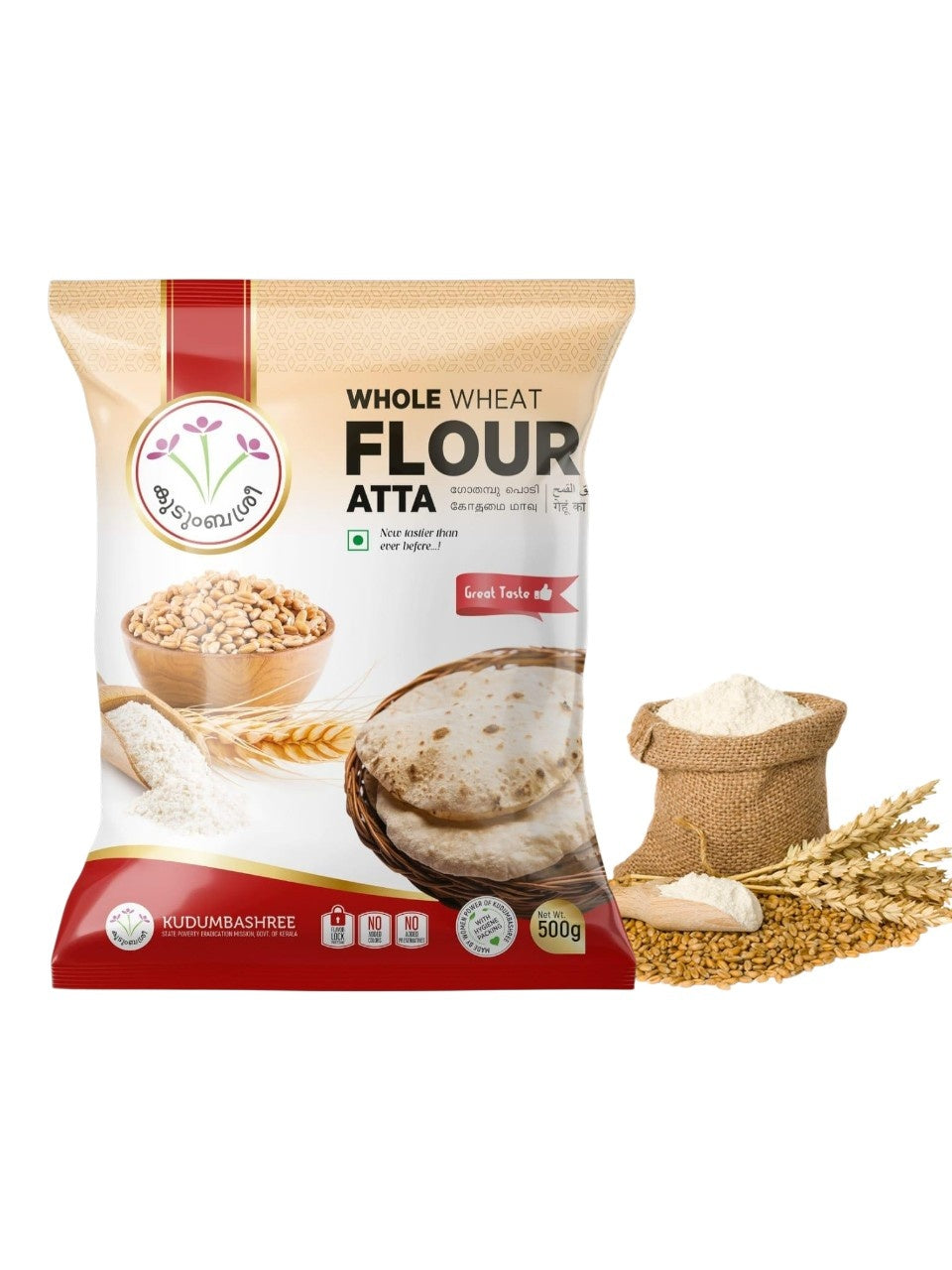 Whole Wheat Flour (Atta) | Kudumbasree | 1kg | Pure & Healthy Kerala Wheat Flour