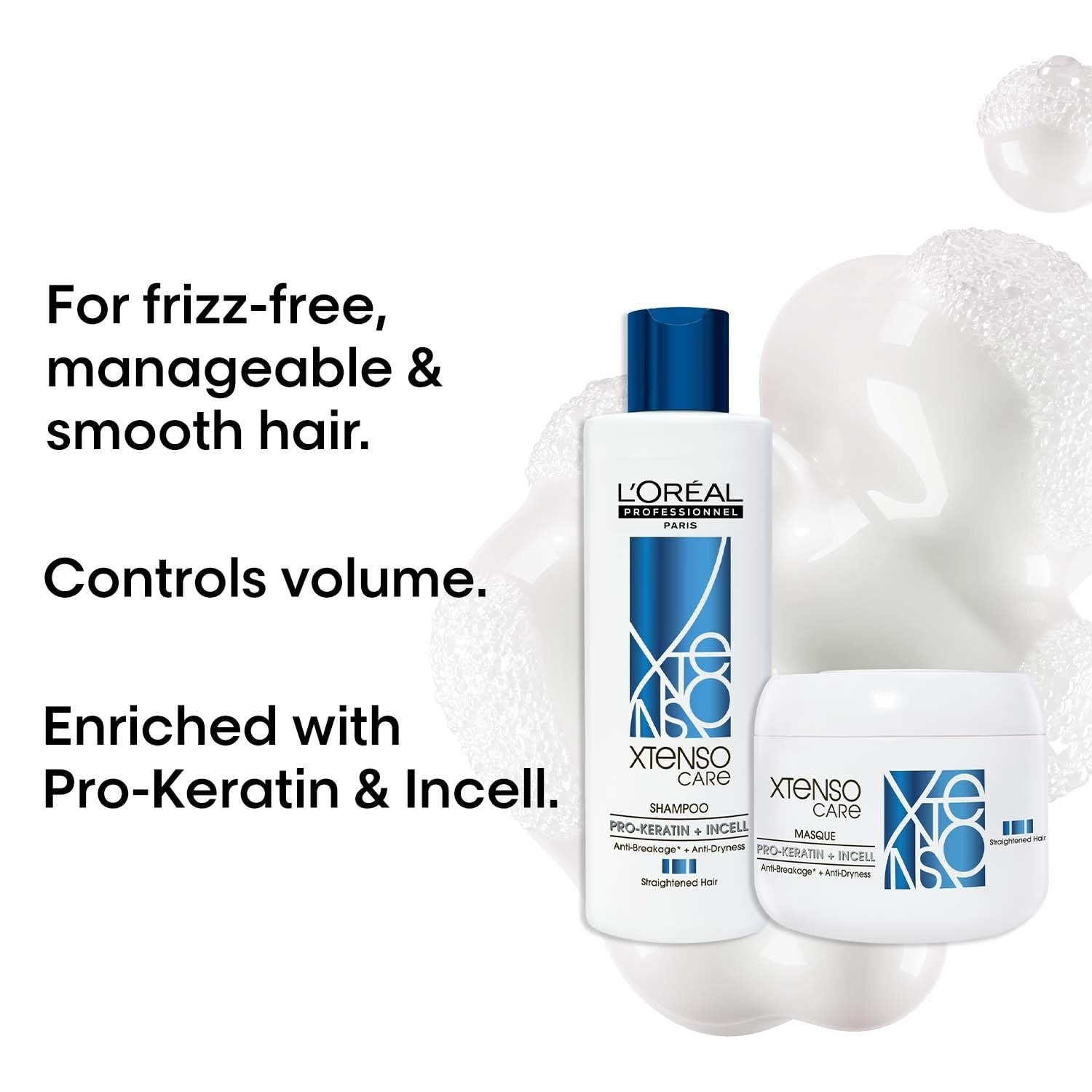 LOREAL PROFESSIONNEL PARIS Xtenso Care Shampoo For Straightened Hair, 250 Ml |Xtenso Care Mask, 196 Gm | Shampoo & Mask For Starightened Hair, Pack Of 1