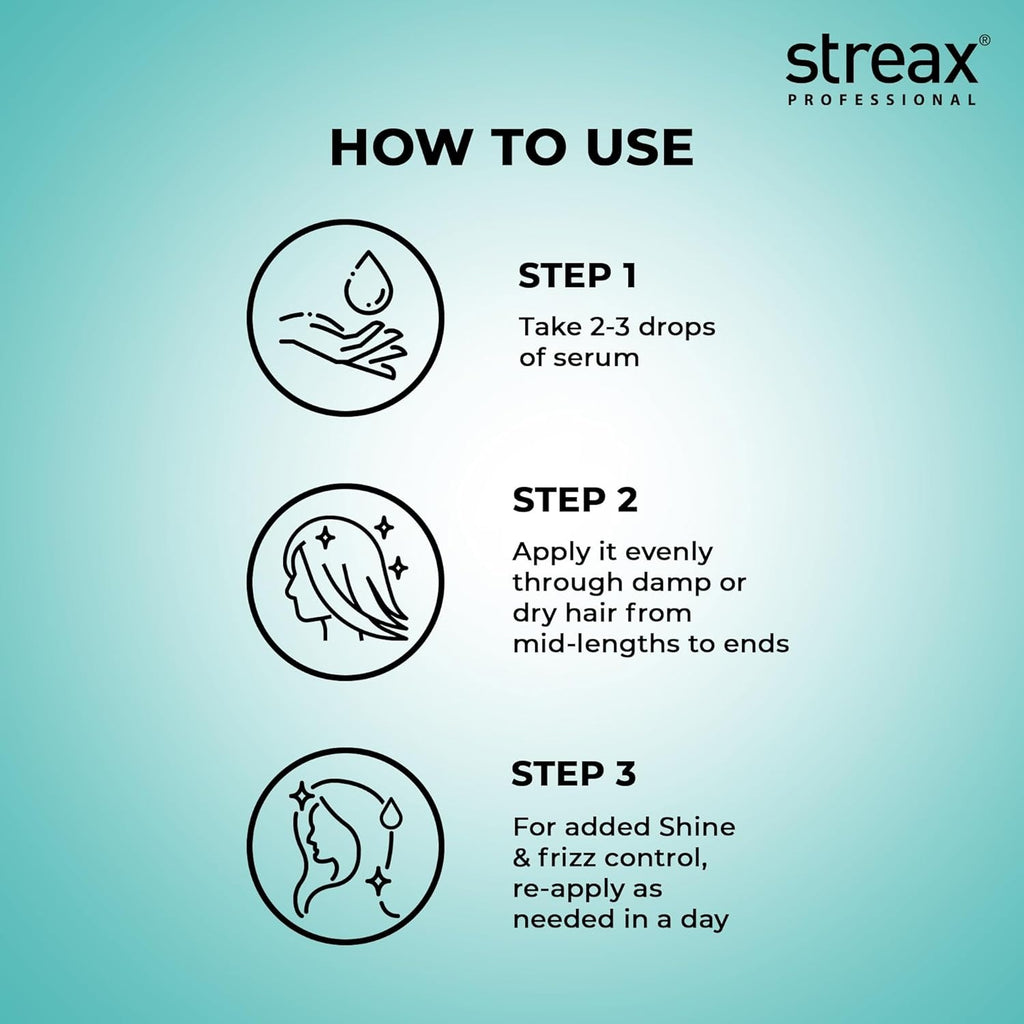 Streax Professional Vitariche Gloss Hair Serum,100ml|for Dry Frizzy Hair|for Women & Men|Enhance Shine & Smoothness,Anti Frizz |With Vitamin E & Macadamia Oil|