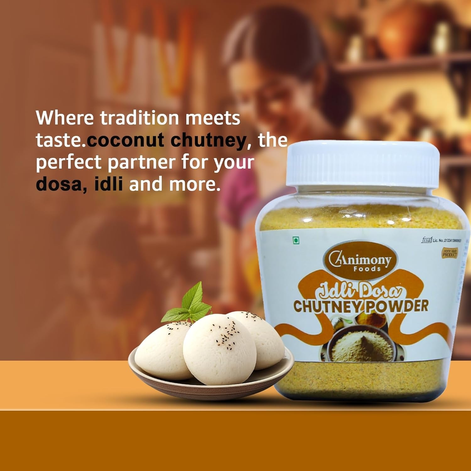 Chutney Powder | Animony Foods Idli Dosa Chutney Powder | Authentic South Indian Recipe | Instant Mix for Idli, Dosa | No Preservatives | Ready-to-Eat | 200g