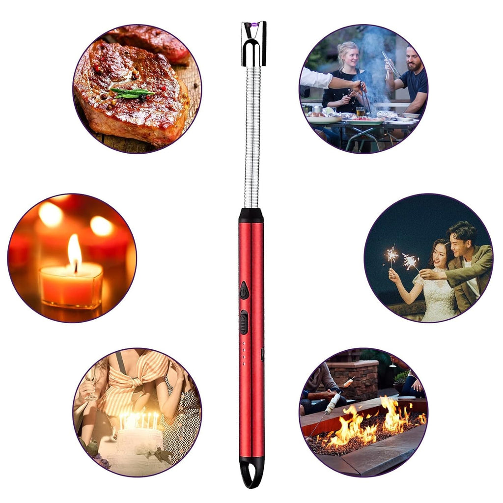 Lighter | Electric Kitchen Lighter for Gas / Candle / Stove – Aluminium Electronic Gas Lighter | RED |