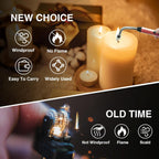 Lighter | C-Type Rechargeable Electric Gas Lighter – USB Kitchen Lighter for Stove, Candle & Household Use, Flame-Free, Long Handle, Rose Gold