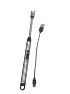 Lighter | Electric Arc Lighter with Flexible Neck | Flameless USB Candle Lighter with Safety Lock & LED Battery Indicator silver
