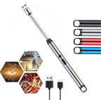 Lighter | Electric Arc Lighter with Flexible Neck | Flameless USB Candle Lighter with Safety Lock & LED Battery Indicator silver