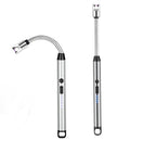 Lighter | Electric Arc Lighter with Flexible Neck | Flameless USB Candle Lighter with Safety Lock & LED Battery Indicator silver