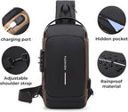 Sling Bag for Men - Sling Crossbody Bag for Men Women, Mini Waterproof Backpack Shoulder Daypack Mini Cross Body Chest Bags With USB Charger Port for Casual Travel bag