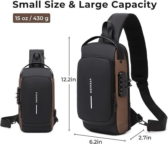 Sling Bag for Men - Sling Crossbody Bag for Men Women, Mini Waterproof Backpack Shoulder Daypack Mini Cross Body Chest Bags With USB Charger Port for Casual Travel bag