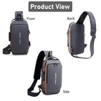Sling Bag for Men - Sling Crossbody Bag for Men Women, Mini Waterproof Backpack Shoulder Daypack Mini Cross Body Chest Bags With USB Charger Port for Casual Travel bag