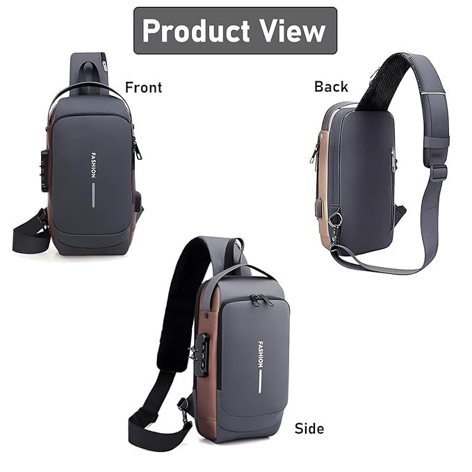 Sling Bag for Men - Sling Crossbody Bag for Men Women, Mini Waterproof Backpack Shoulder Daypack Mini Cross Body Chest Bags With USB Charger Port for Casual Travel bag