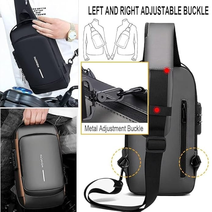 Sling Bag for Men - Sling Bag Crossbody Shoulder Bag for Men Women Travel Business Bag Chest Crossbody bags with USB Charging Port Waterproof Small Backpack