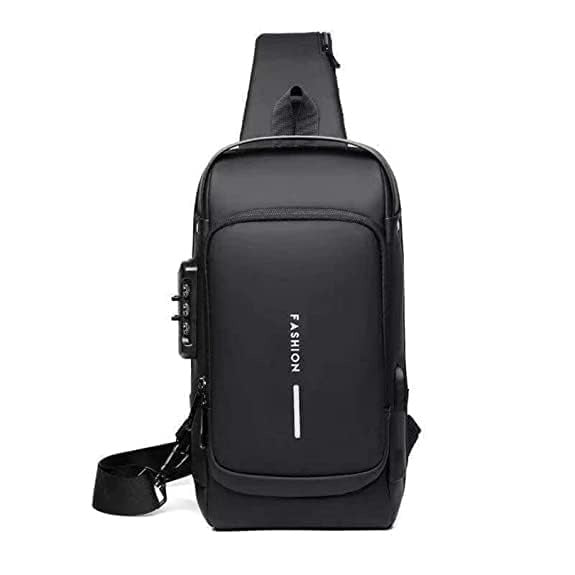 Sling Bag for Men - Sling Bag Crossbody Shoulder Bag for Men Women | Travel & Business Chest Bag with USB Charging Port | Waterproof Small Backpack – Black