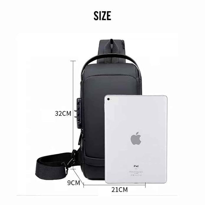 Sling Bag for Men - Sling Bag Crossbody Shoulder Bag for Men Women | Travel & Business Chest Bag with USB Charging Port | Waterproof Small Backpack – Black