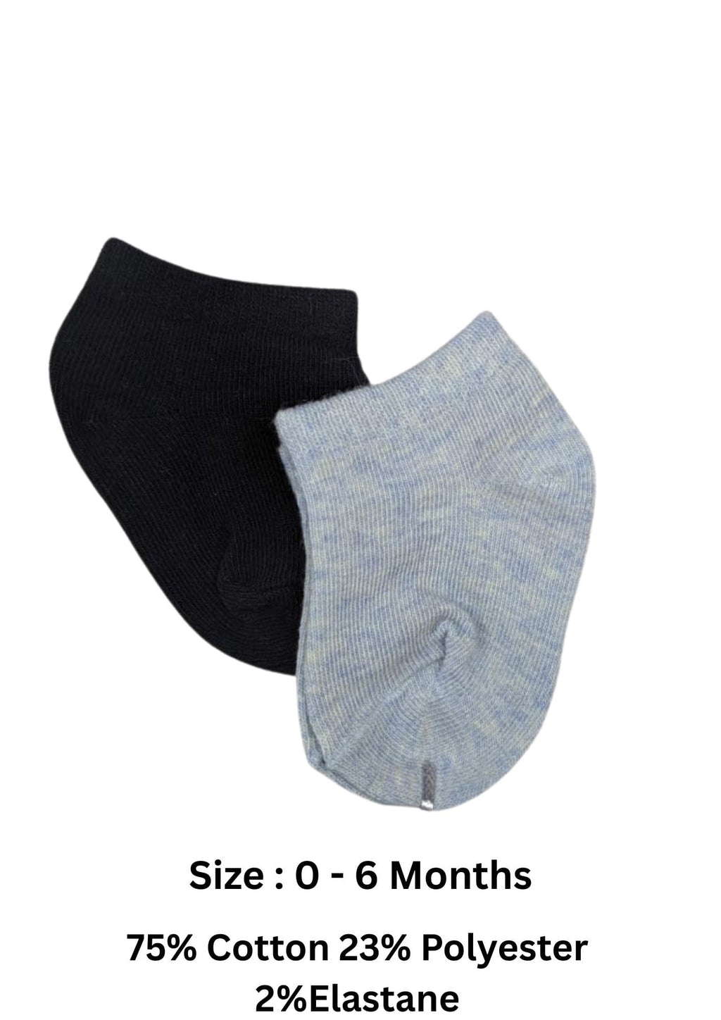 Baby Socks  - Pack of 2  for Baby boys ( 0 - 6 Months ) , Color - Black & Gray , ,infant socks, newborn baby socks, soft baby socks, cotton baby socks, baby boy socks,