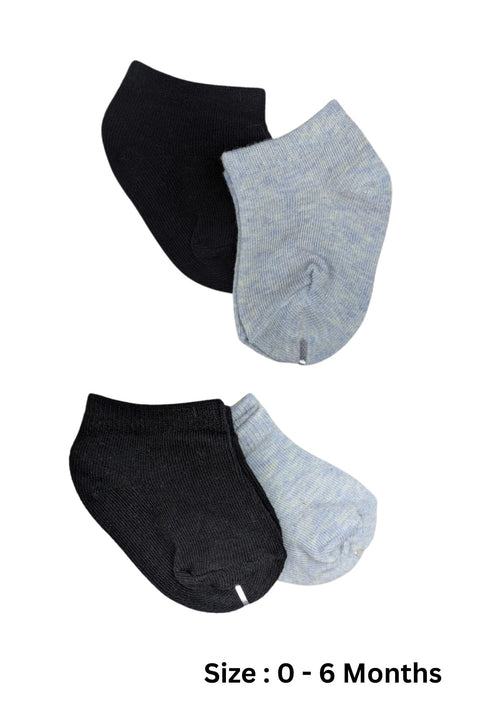 Baby Socks  - Pack of 2  for Baby boys ( 0 - 6 Months ) , Color - Black & Gray , ,infant socks, newborn baby socks, soft baby socks, cotton baby socks, baby boy socks,