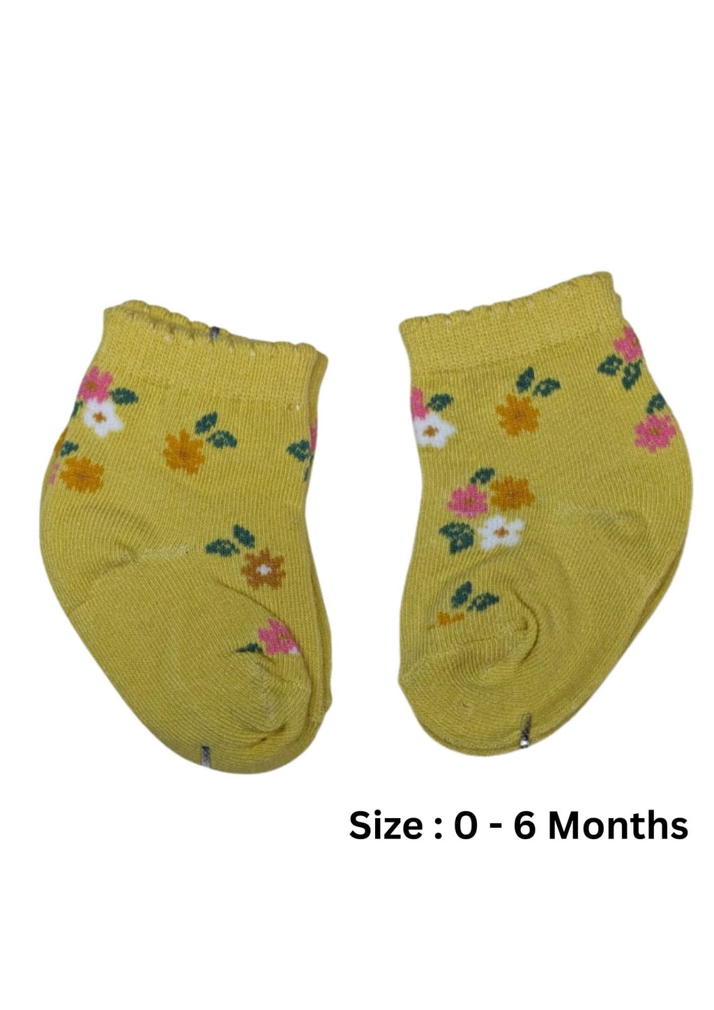 Baby Socks  - Pack of 2  for Baby Girls ( 0 - 6 Months ) , Color - Gray & Yellow, infant girl socks, newborn girl socks, soft baby socks for girls, cotton baby girl socks, breathable baby socks,