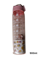 Motivational Water Bottle 900ml - Color Pink ,pink motivational bottle, time marker water bottle, fitness water bottle, gym water bottle, reusable water bottle,