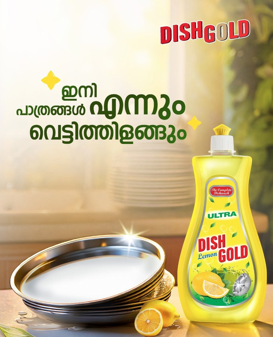 Dish Gold Ultra Dishwash Gel – Tough Grease Removal, Eco-Friendly Formula, 250 ml