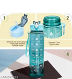 900 ml Motivational Water Bottle - Color Green,time marker water bottle, hydration reminder bottle, fitness water bottle green, BPA free water bottle 900ml,