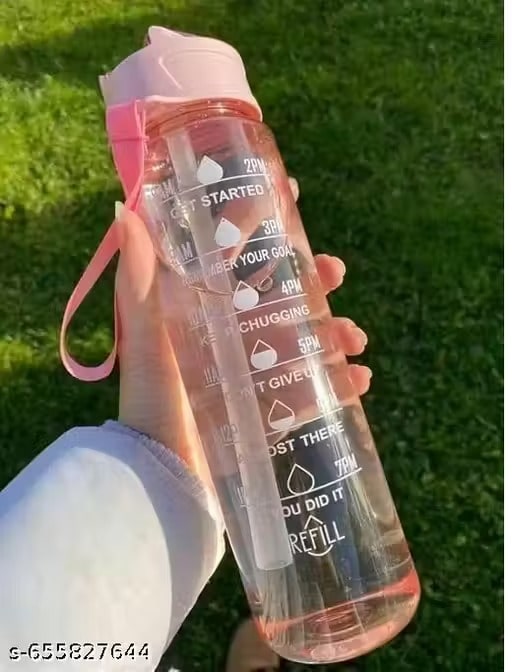 900 ml Motivational Water Bottle | Pack of 2 | Color Pink  & Green | hydration reminder bottle | daily water intake bottle | BPA free water bottle |