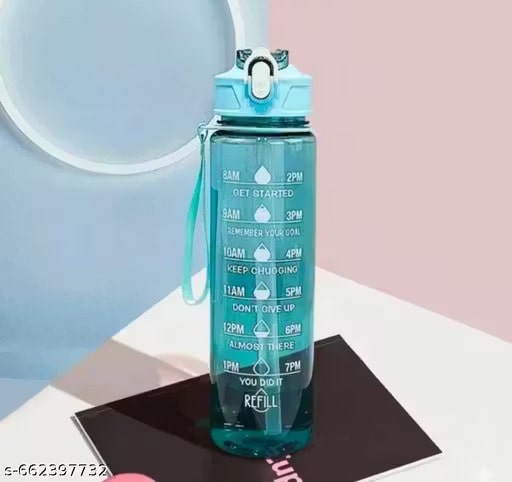 900 ml Motivational Water Bottle | Pack of 2 | Color Pink  & Green | hydration reminder bottle | daily water intake bottle | BPA free water bottle |