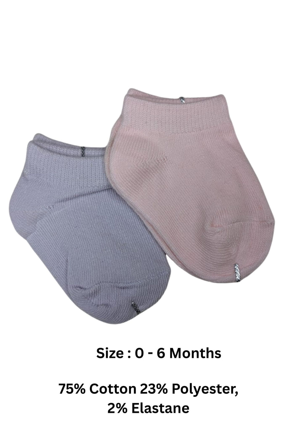 Baby Socks  - Pack of 2  for Baby boys ( 0 - 6 Months ), Color - Light purple & Light Pink, infant socks 0–6 months ,newborn baby socks ,