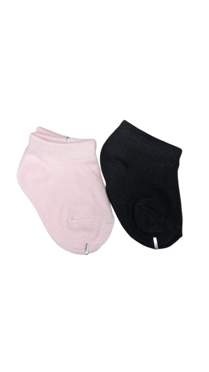 Baby Socks  - Pack of 2  for Baby boys ( 0 - 6 Months ), Color - Black & Light Rose , infant socks for baby boys, newborn baby socks boys, soft cotton baby sock