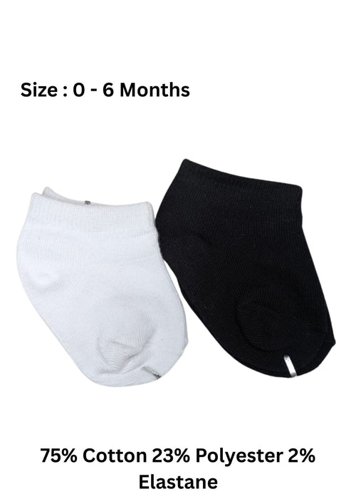 Baby Socks  - Pack of 2  for Baby boys ( 0 - 6 Months ) Color - Black & White | infant socks | newborn socks|soft baby socks,|cotton baby socks| baby socks pack