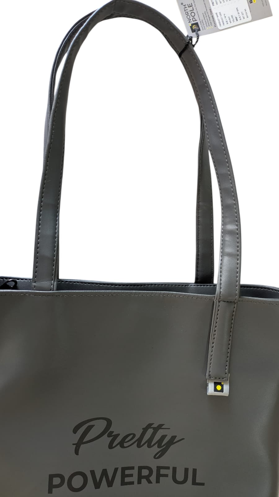North Pole| Women’s Grey Faux Leather Tote Bag | Spacious Shoulder Handbag with Inner Pockets | Office & Daily Use.
