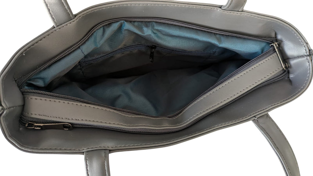 North Pole| Women’s Grey Faux Leather Tote Bag | Spacious Shoulder Handbag with Inner Pockets | Office & Daily Use.
