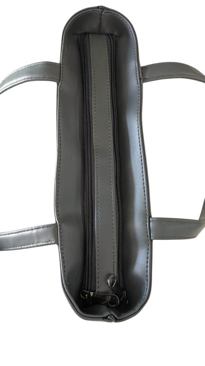 North Pole| Women’s Grey Faux Leather Tote Bag | Spacious Shoulder Handbag with Inner Pockets | Office & Daily Use.