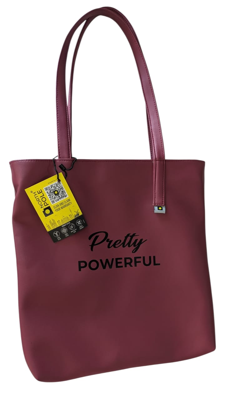 North Pole | Maroon Faux Leather Tote Bag for Women | Large Size | Office, Casual & Travel Handbag