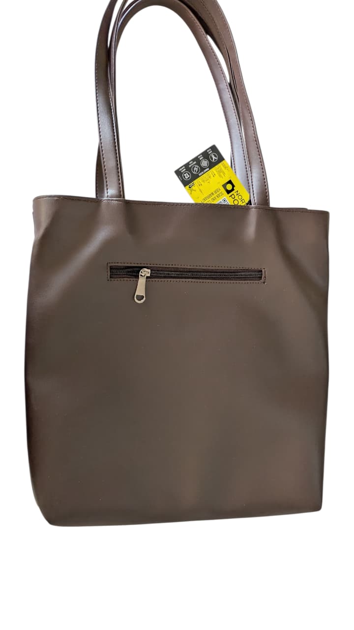 North Pole| Brown Faux Leather Tote Bag | Classic Women’s Shoulder Handbag | Spacious & Durable