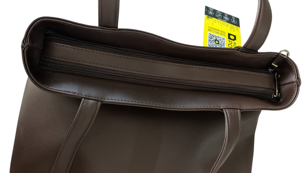 North Pole| Brown Faux Leather Tote Bag | Classic Women’s Shoulder Handbag | Spacious & Durable