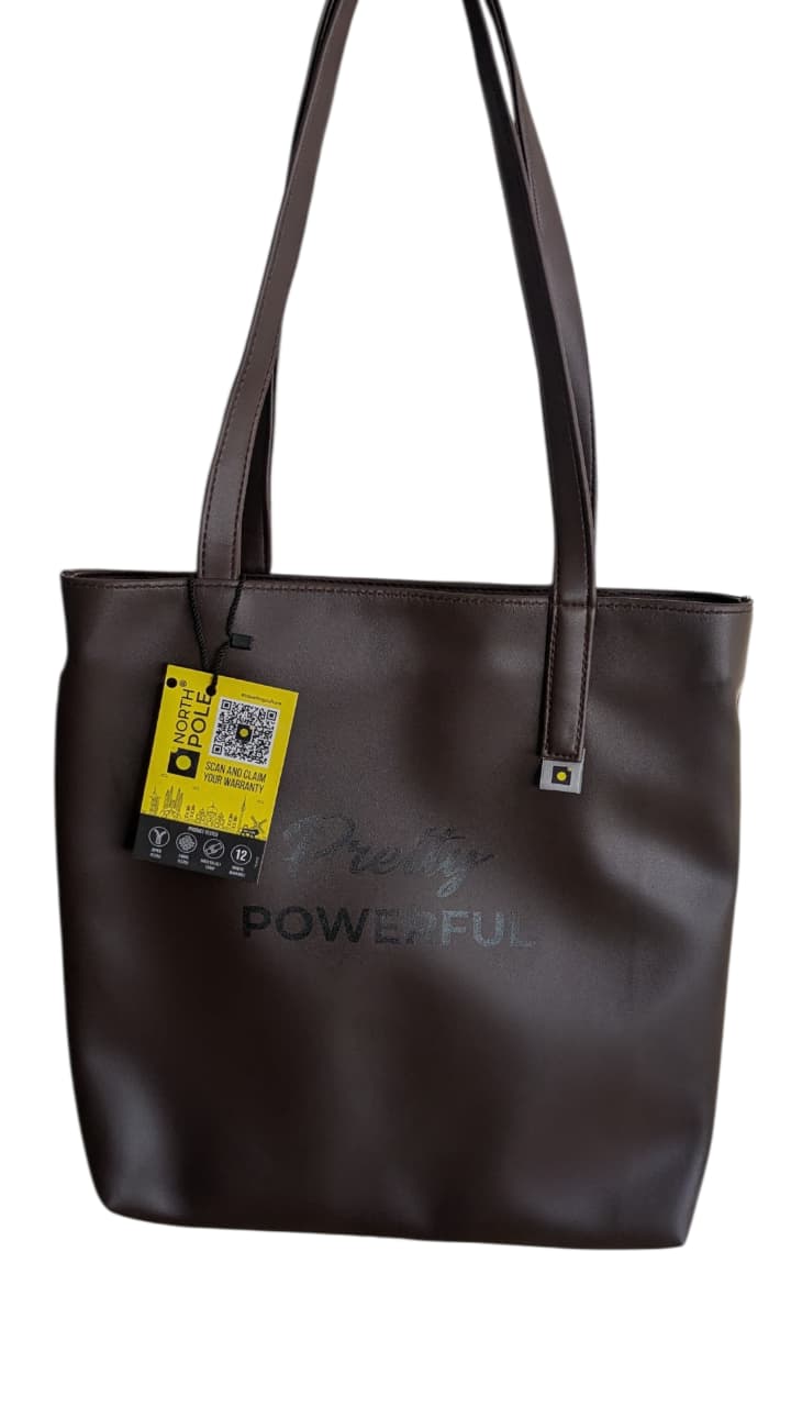 North Pole| Brown Faux Leather Tote Bag | Classic Women’s Shoulder Handbag | Spacious & Durable