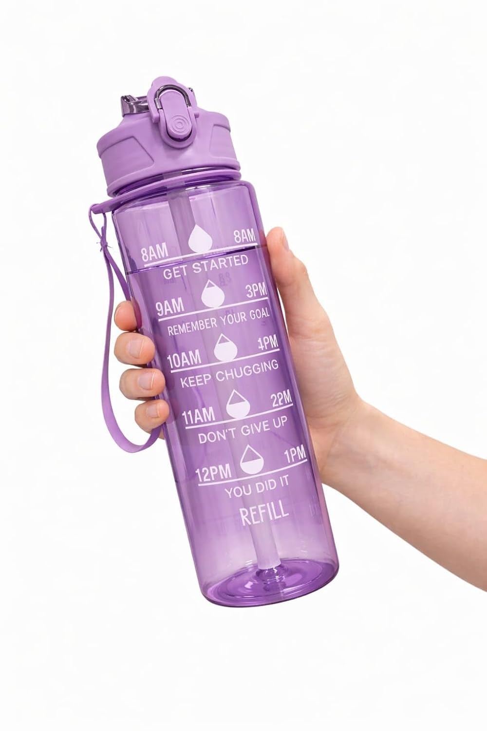 Water Bottle with Time Measurement, 900ML BPA Free Non-Toxic Sipper Bottle for Adults, Office, School, College, Gym